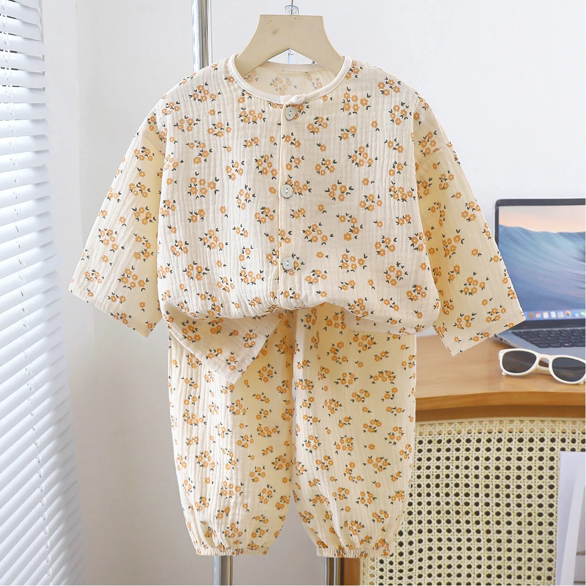 Kids Unisex Cotton Gauze Sleepwear Set – Raglan Full Sleeve Summer - Image 5