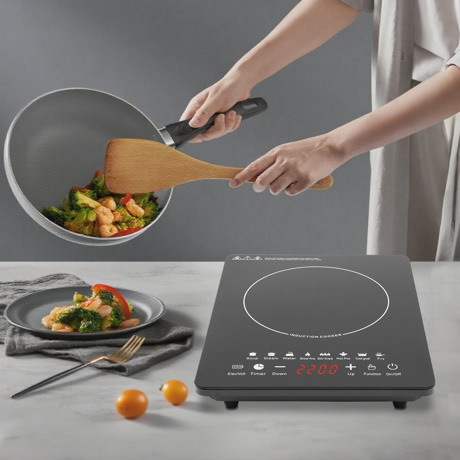 750W Induction Cooktop Glass‑PP Surface, 8 Power Levels, 180‑min Timer - Image 5