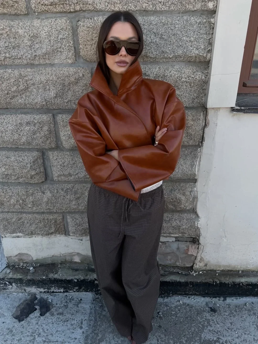 Women's Oversized Cropped Zip Jacket - view 9