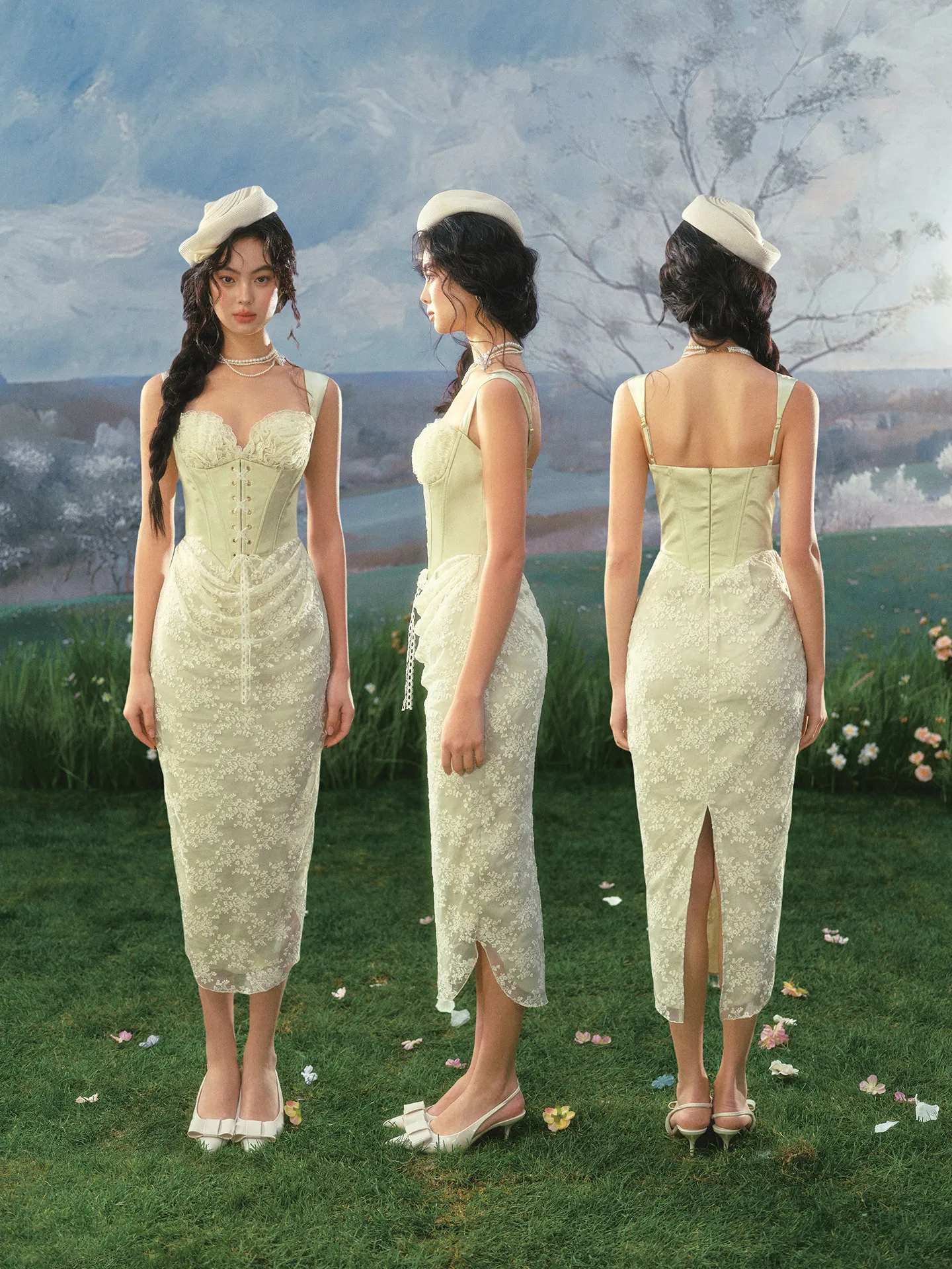 Women's Strapless Satin Lace Party Dress - view 6