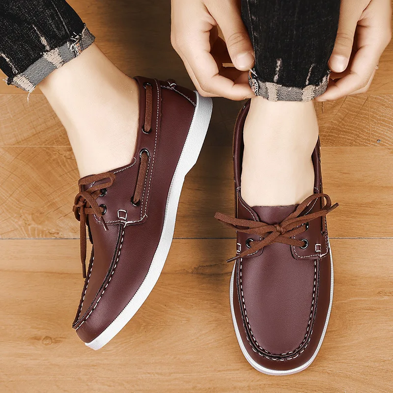Men's PU Leather Lace‑Up Loafers – Non‑Slip Casual Shoes (Plus Size) - Image 6