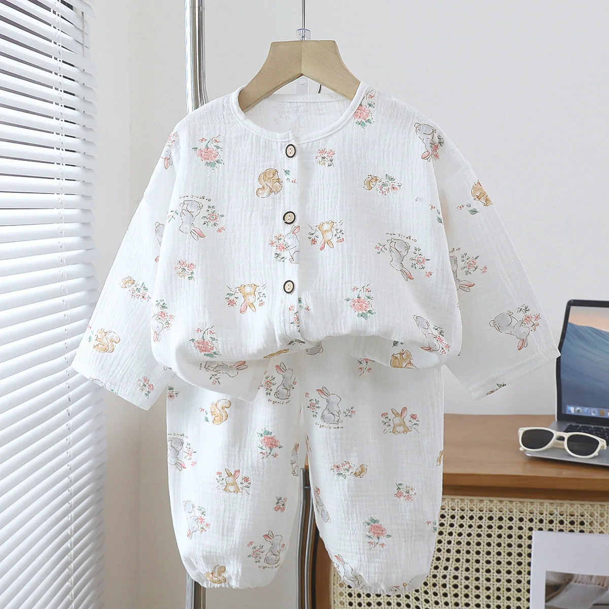 Kids Unisex Cotton Gauze Sleepwear Set – Raglan Full Sleeve Summer - Image 6