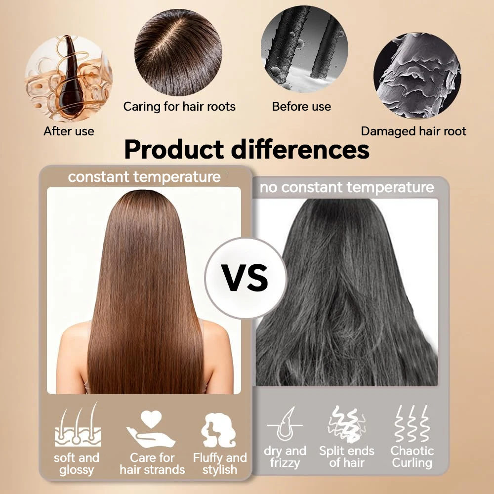 Mini Straightener USB Rechargeable Hair Straightener Brush - Anti-Scald Shell, Cordless Straightening Comb for Smooth Hairstyle - Image 5