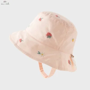 DAVE&BELLA Girls' 100% Cotton Floral Fisherman Sun Hat with Nylon Strap