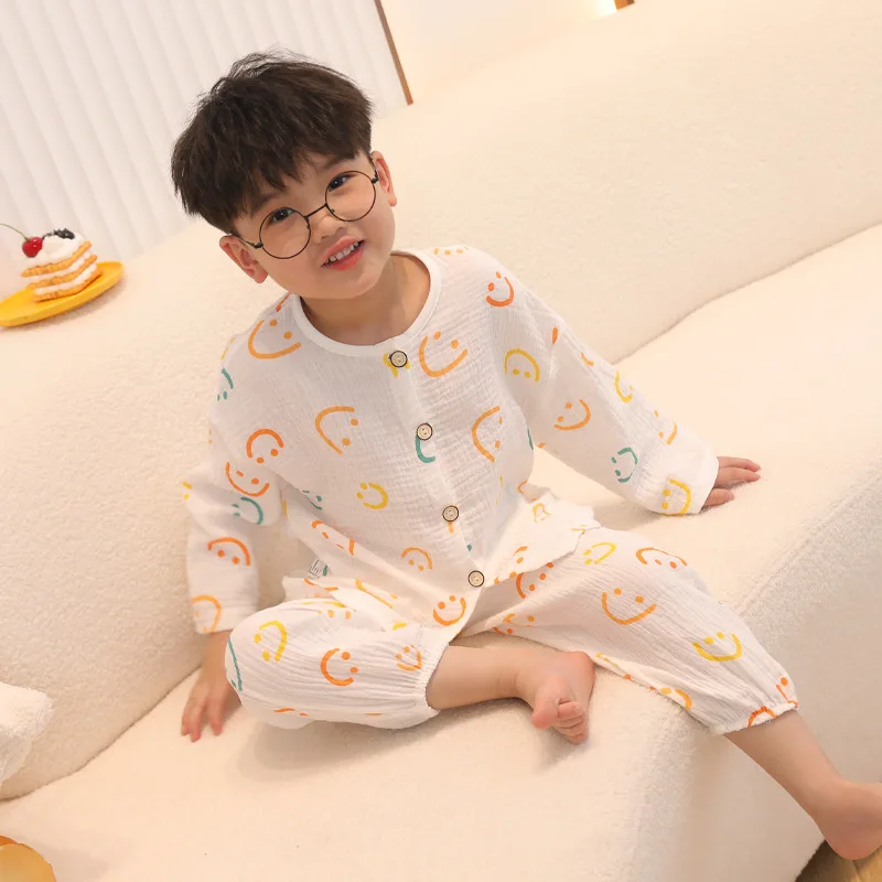 Kids Unisex Cotton Gauze Sleepwear Set – Raglan Full Sleeve Summer