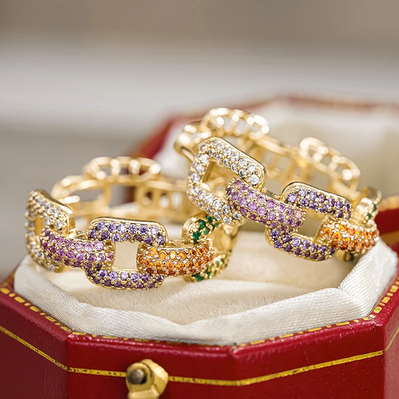 Huitan Gold‑Colored Brass Hoop Earrings with Cubic Zirconia - Image 3