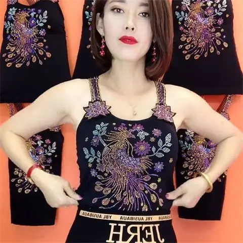 Sexy Summer Backless Tank Tops European Style Bright Diamond Camisole Vest For Women Sleeveless Suspender Bottom Shirt - Image 5