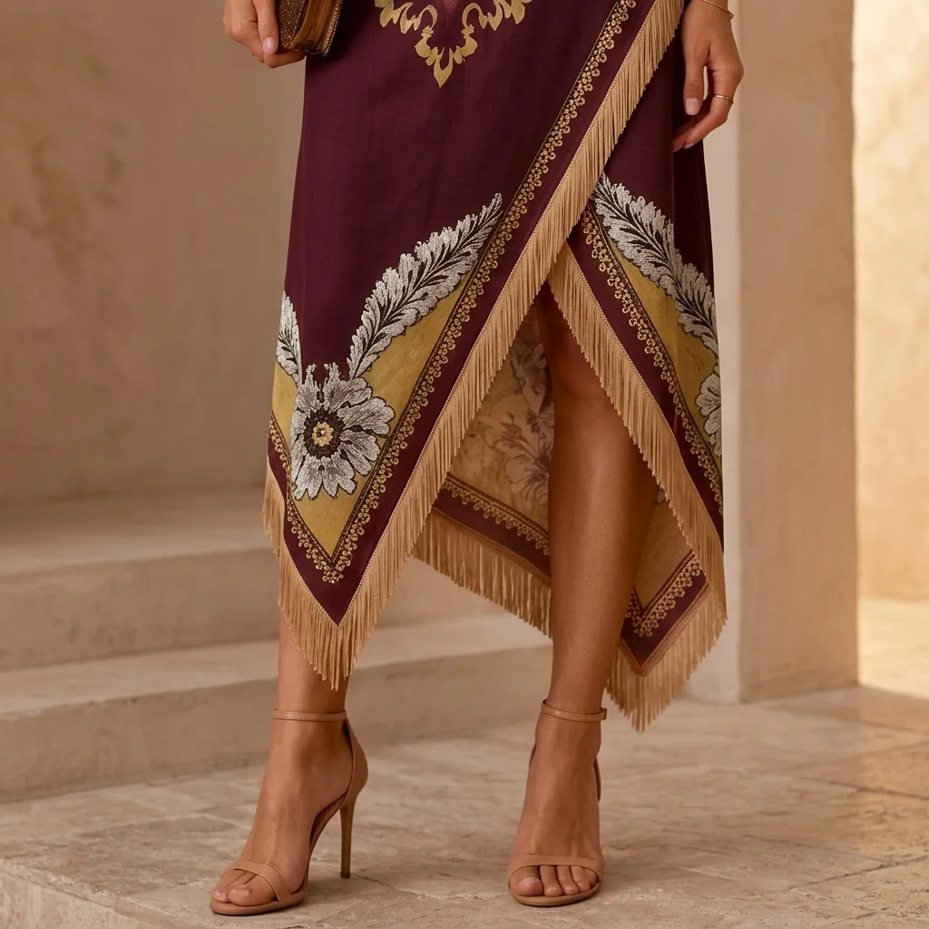 Women's Boho Scarf Print Wrap Midi Dress - view 6