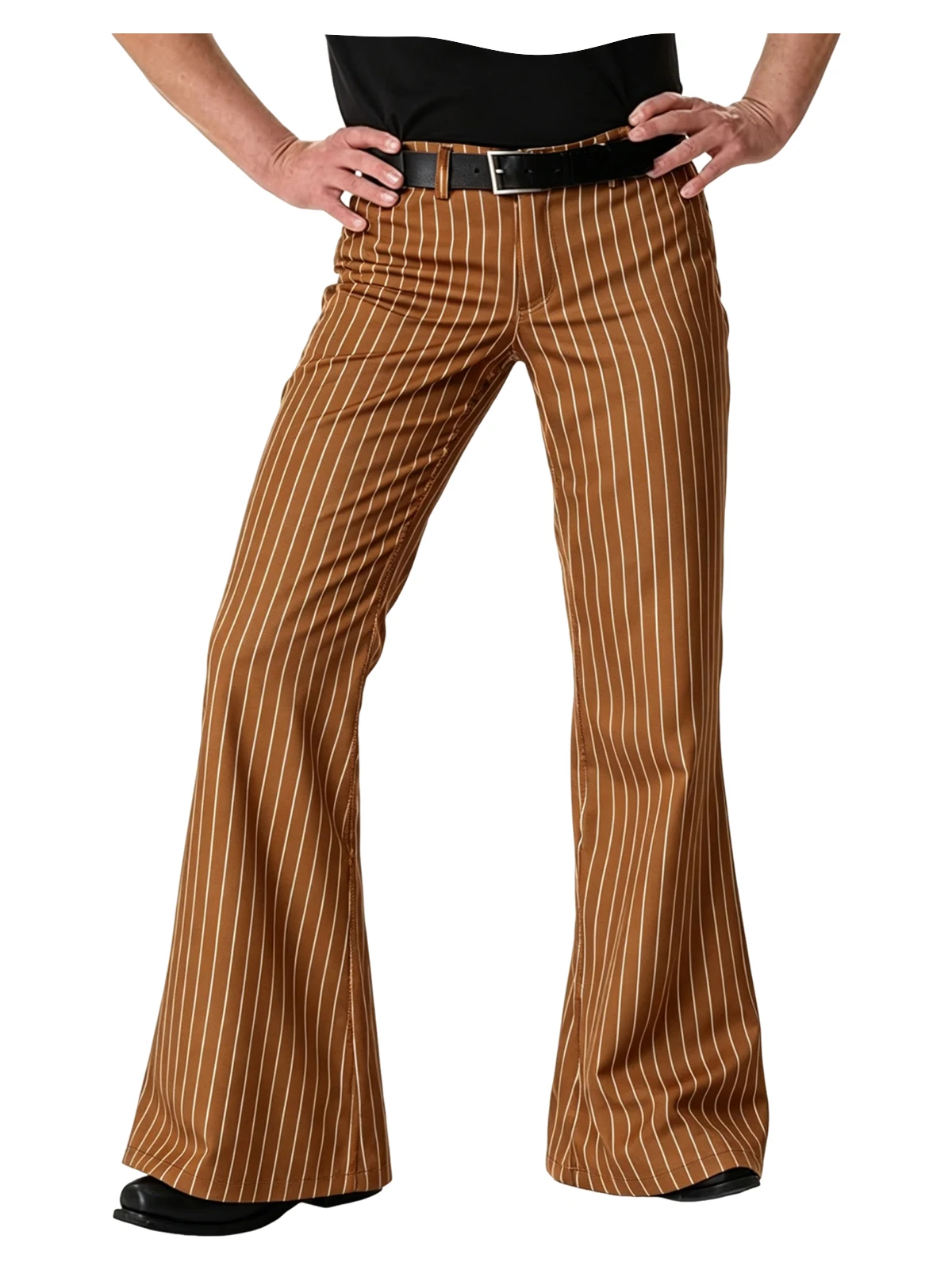 Men's Polyester Pinstripe Flared Pants - Image 17