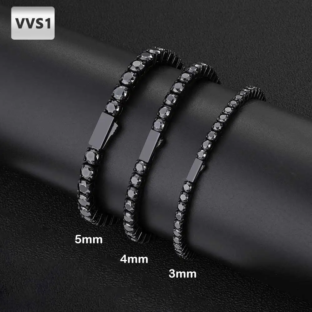 Stainless Steel Moissanite Tennis Bracelet - 7/8" Chain, 3-5mm VVS1 - Image 7