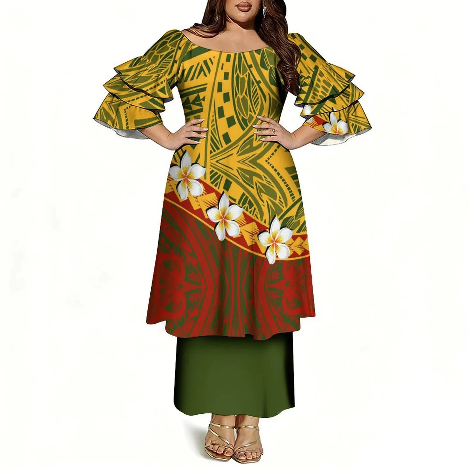 Women's Off-Shoulder Puletasi Two-Piece Dress - view 14