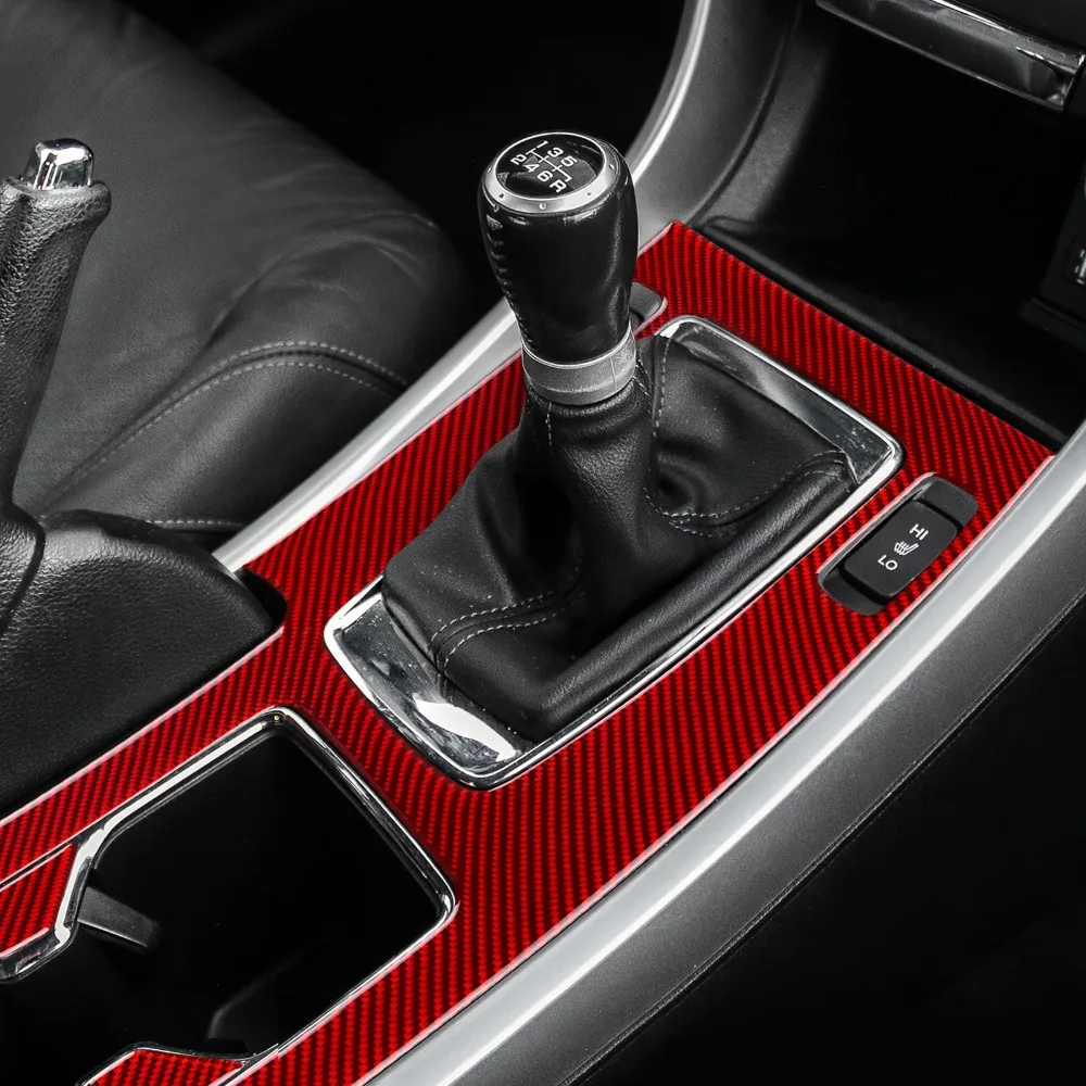 Carbon Fiber 2PCS Center Console Gear Panel Cup Holder Trim Sticker For Honda Accord 2013-2017 Car Interior Decoration Sticker - Image 5