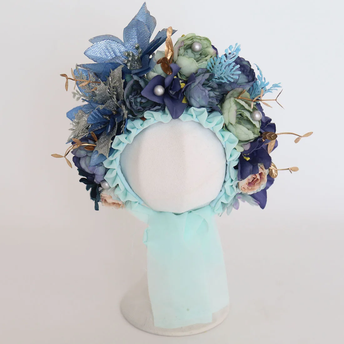 Floral Baby Bonnet – Cute Polyester & Wool – Vintage Newborn Hat - Image 8